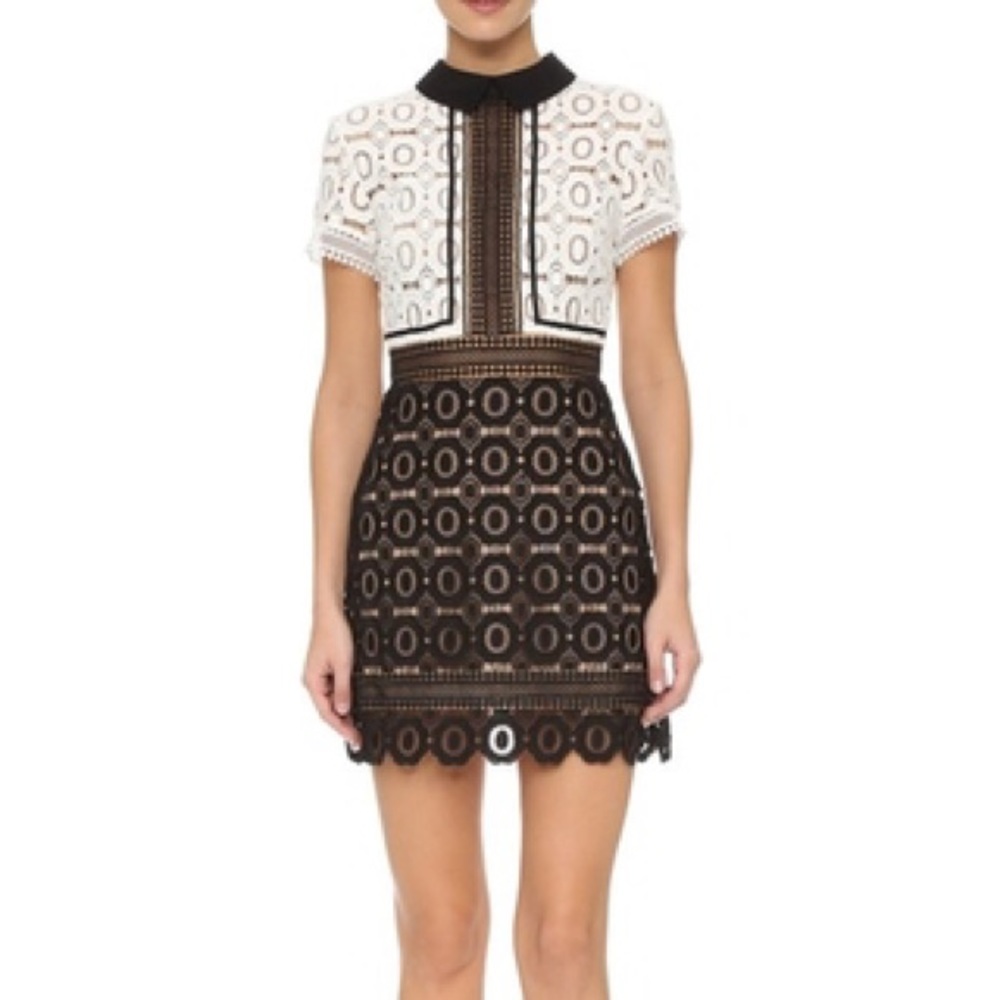 Self-Portrait black and white lace dress